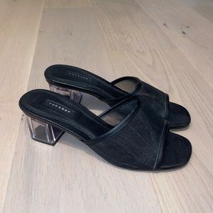 Black Clear Block Mules